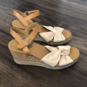 UGG Cream and Tan Woven Wedges